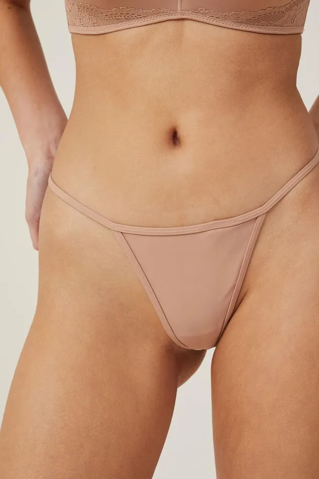 Women Panties Cotton On Tiny Invisible Tanga Thong Maple Sugar