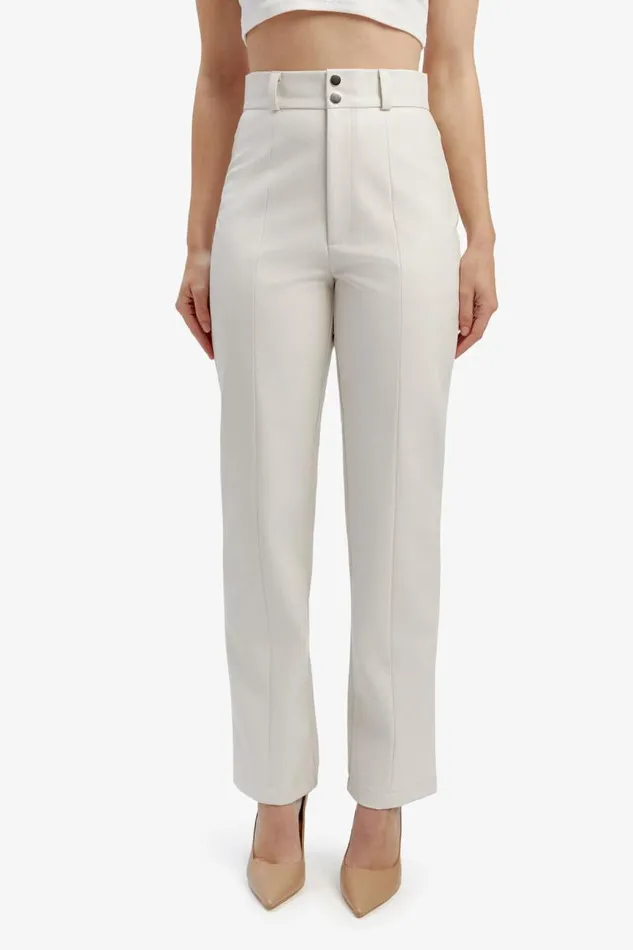 Women Pants Bardot Cleo Vegan Leather Pant In Ivory Ivory Women Pants Bardot Cleo Vegan Leather Pant In Ivory Ivory
