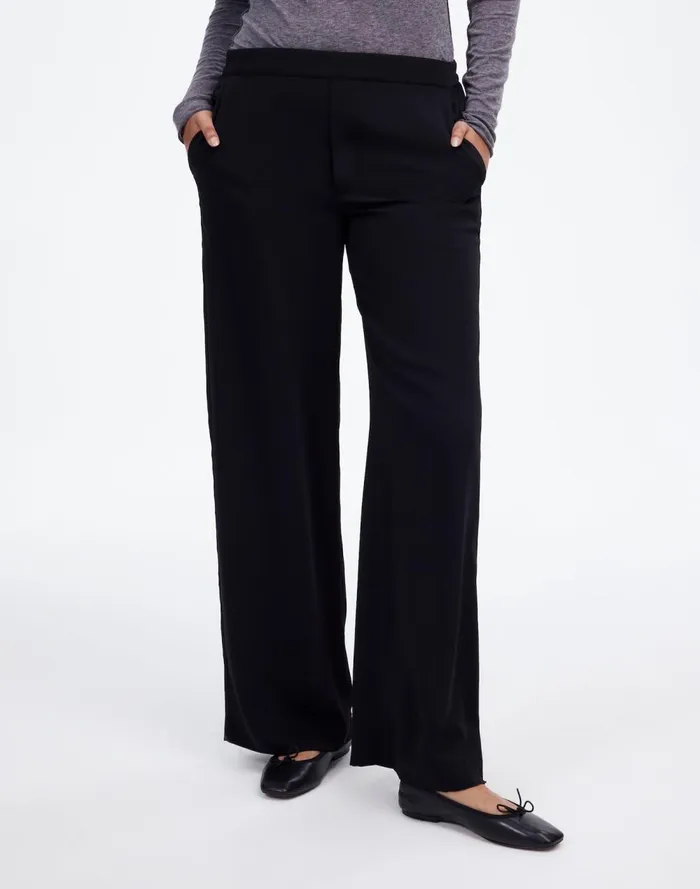 Women Pants Madewell PullOn Straight Pants In Crepe True Black