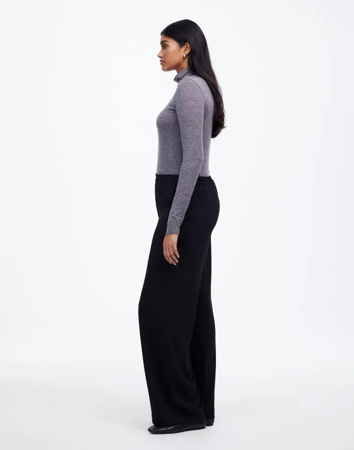 Women Pants Madewell PullOn Straight Pants In Crepe True Black