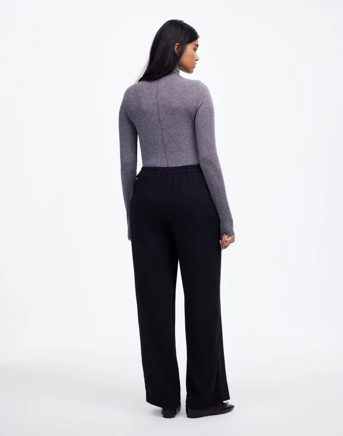 Women Pants Madewell PullOn Straight Pants In Crepe True Black
