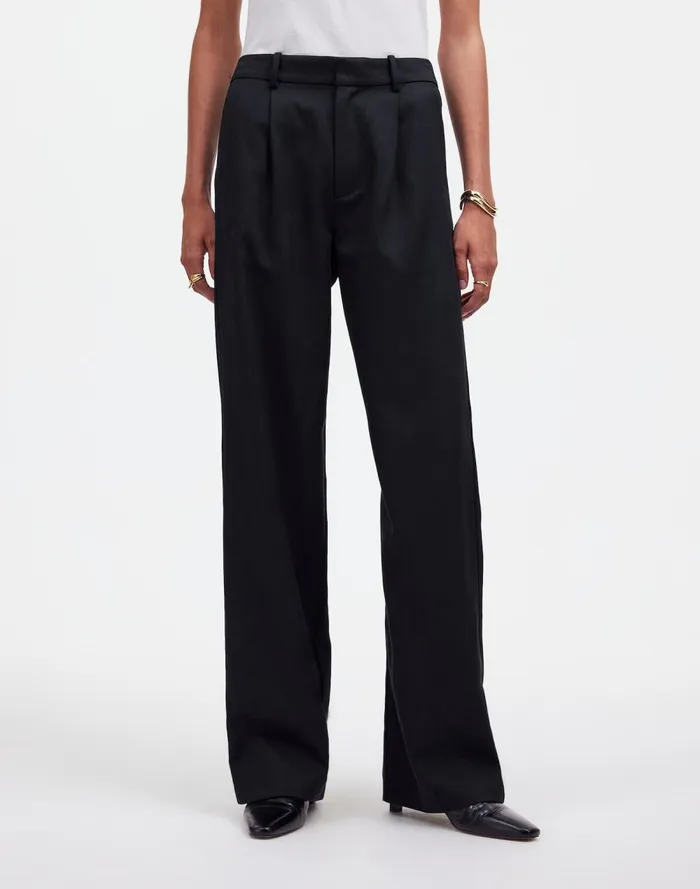 Women Pants Madewell Slouchy Straight Pants In Drapey Twill True Black