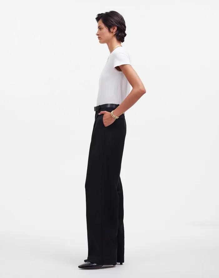 Women Pants Madewell Slouchy Straight Pants In Drapey Twill True Black