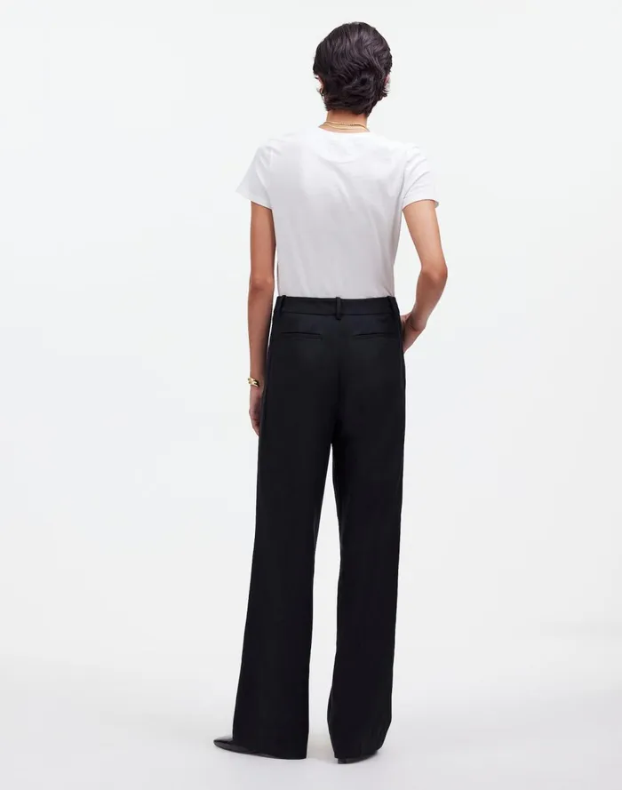 Women Pants Madewell Slouchy Straight Pants In Drapey Twill True Black