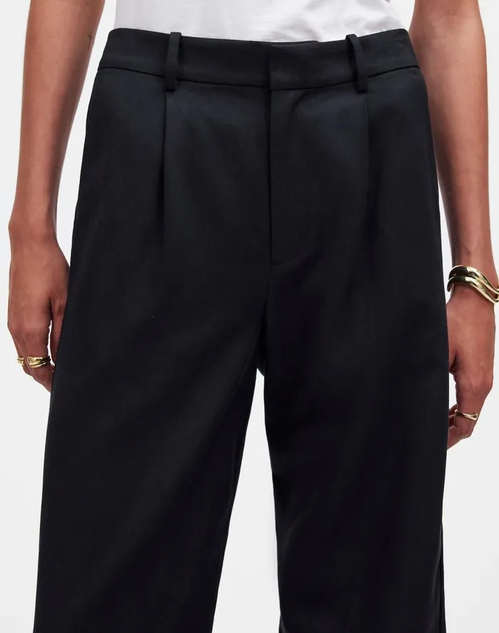 Women Pants Madewell Slouchy Straight Pants In Drapey Twill True Black