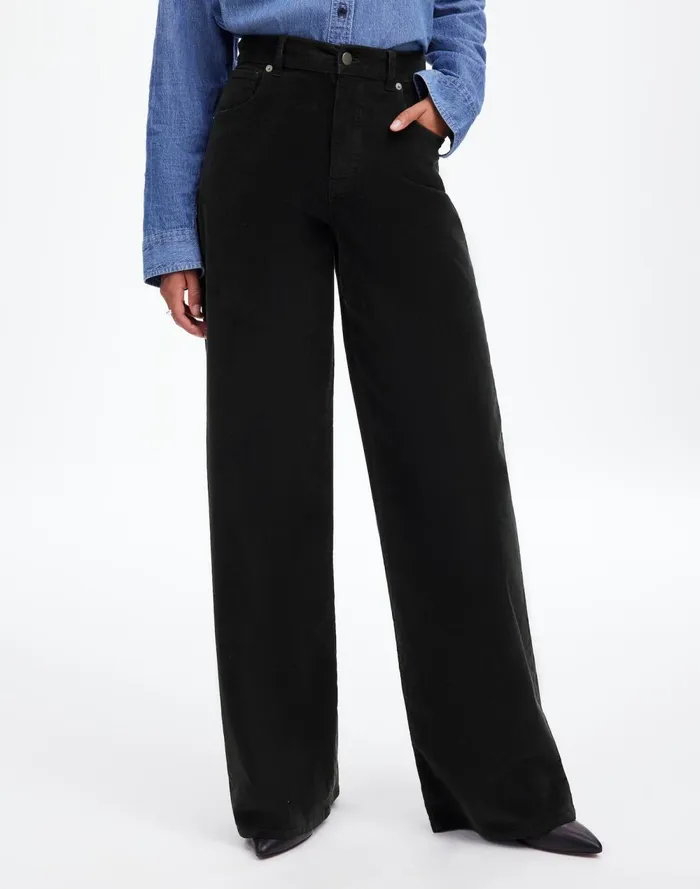 Women Pants Madewell SuperwideLeg Pants In Corduroy True Black