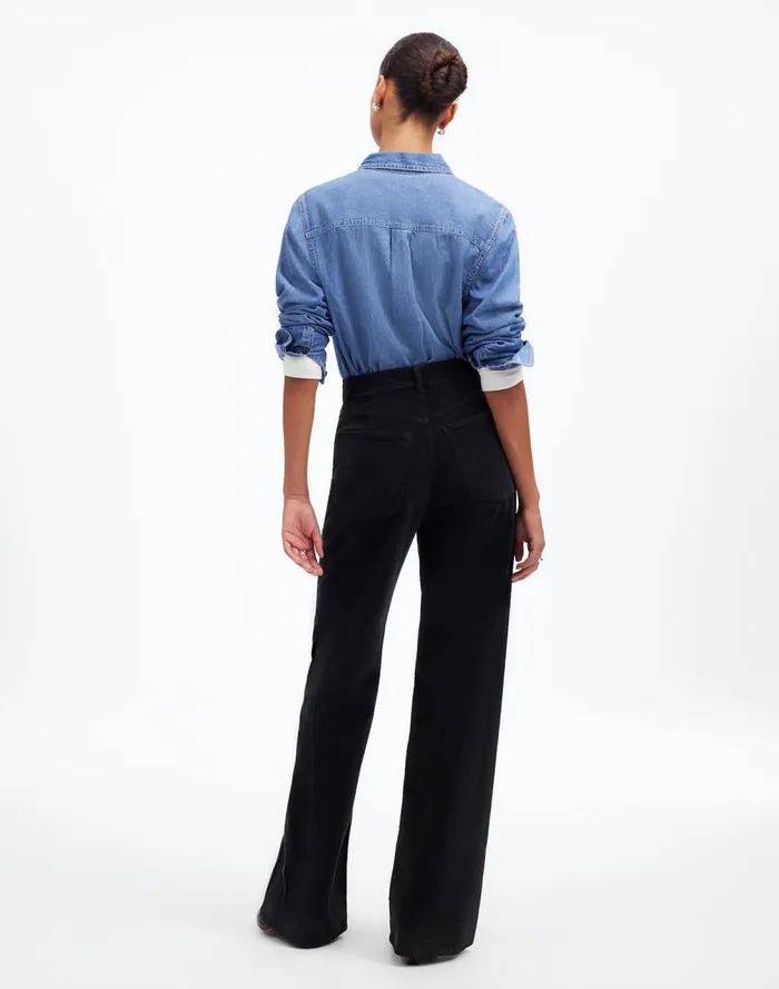 Women Pants Madewell SuperwideLeg Pants In Corduroy True Black