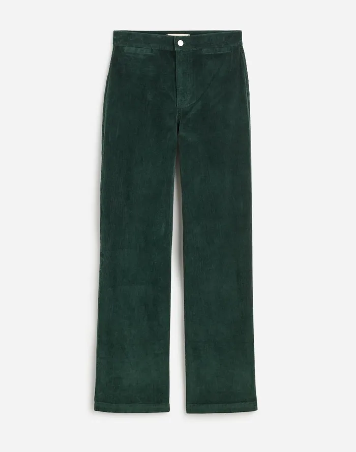Women Pants Madewell The Emmett WideLeg Pant In Corduroy Welt Pocket Edition Luxury Forest