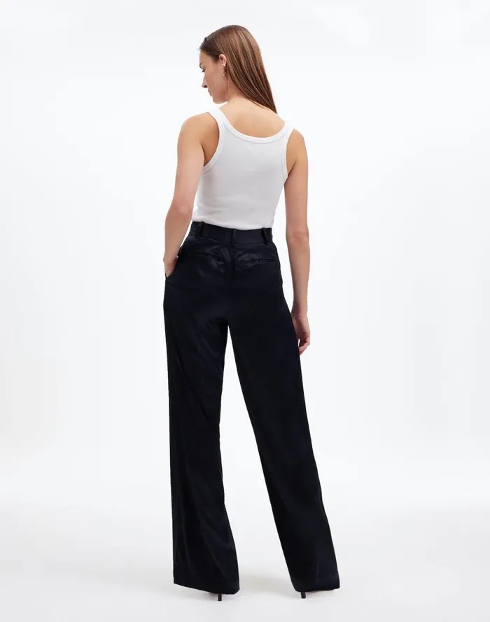 Women Pants Madewell The Harlow SuperwideLeg In Stretch Satin True Black