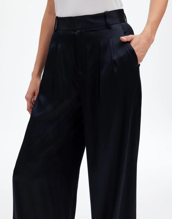 Women Pants Madewell The Harlow SuperwideLeg In Stretch Satin True Black