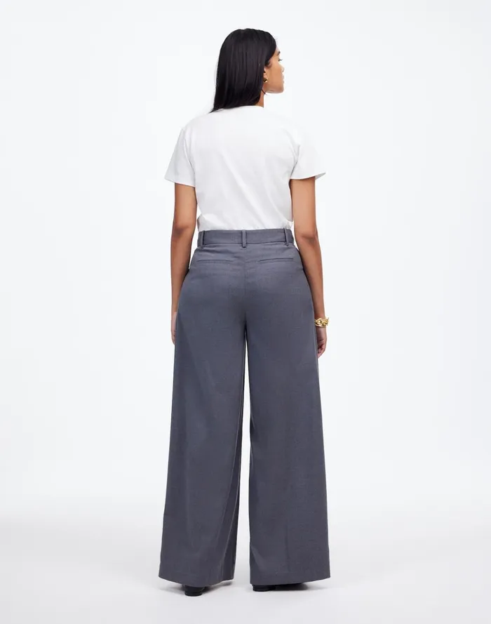 Women Pants Madewell The Harlow SuperwideLeg Trouser In Flannel Light Grey