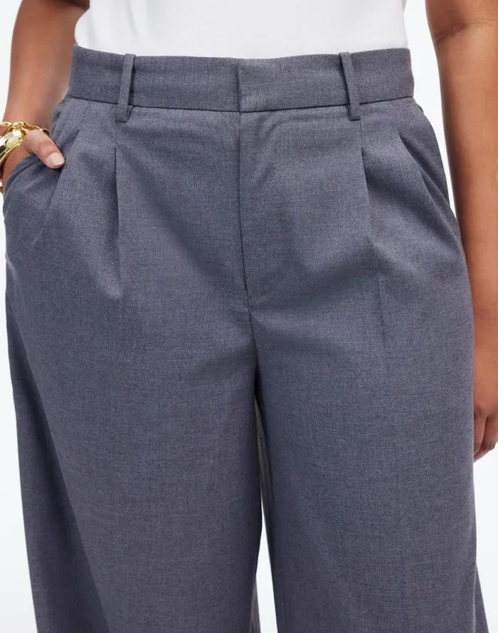 Women Pants Madewell The Harlow SuperwideLeg Trouser In Flannel Light Grey