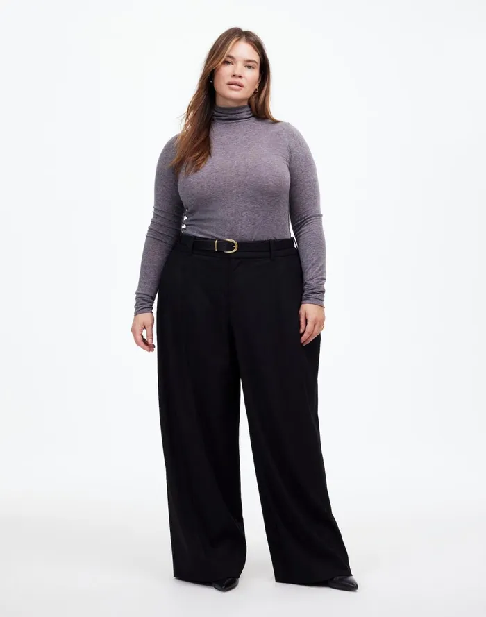 Women Pants Madewell The Plus Harlow SuperwideLeg Trouser In Flannel Black