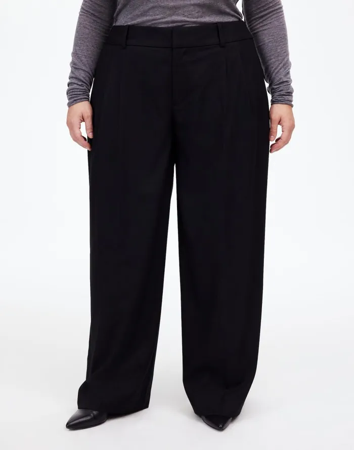 Women Pants Madewell The Plus Harlow SuperwideLeg Trouser In Flannel Black