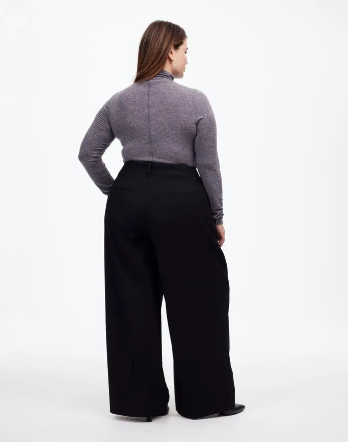 Women Pants Madewell The Plus Harlow SuperwideLeg Trouser In Flannel Black