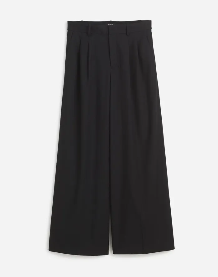 Women Pants Madewell The Plus Harlow SuperwideLeg Trouser In Flannel Black