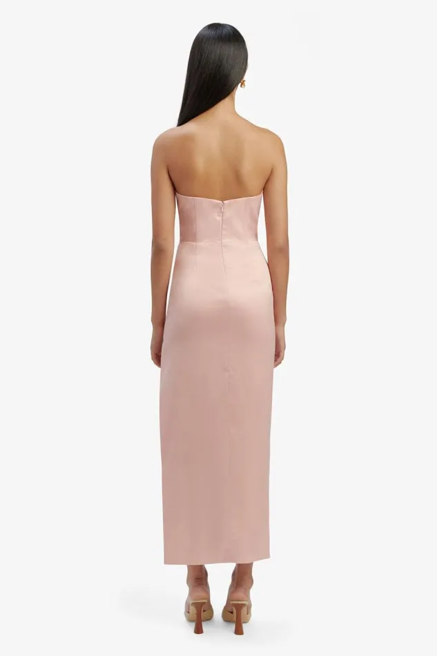Women Party Dresses Bardot Everlasting Satin Midi Dress In Soft Pink Soft Pink Women Party Dresses Bardot Everlasting Satin Midi Dress In Soft Pink Soft Pink