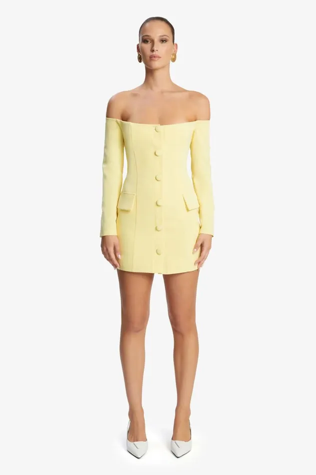 Women Party Dresses Bardot Iria Button Up Mini Dress In Canary Yellow Canary Yellow