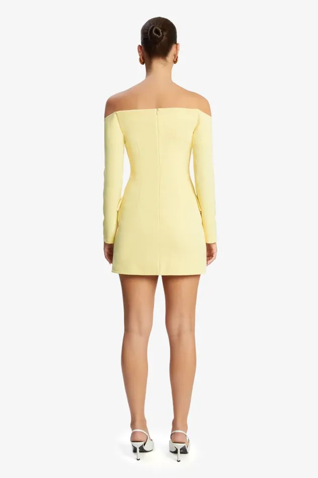 Women Party Dresses Bardot Iria Button Up Mini Dress In Canary Yellow Canary Yellow