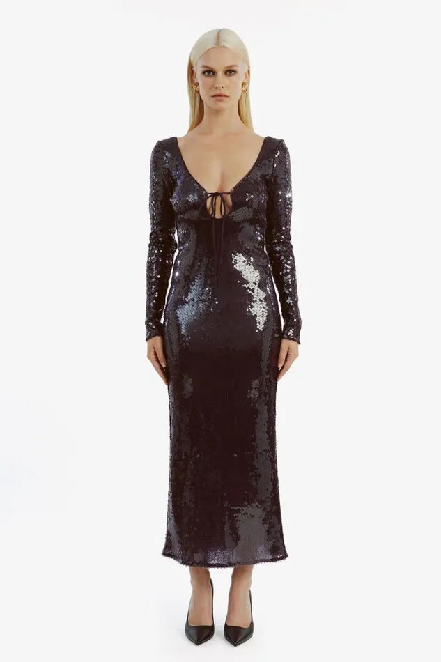 Women Party Dresses Bardot Verona Sequin Maxi Dress In Purple Purple Women Party Dresses Bardot Verona Sequin Maxi Dress In Purple Purple