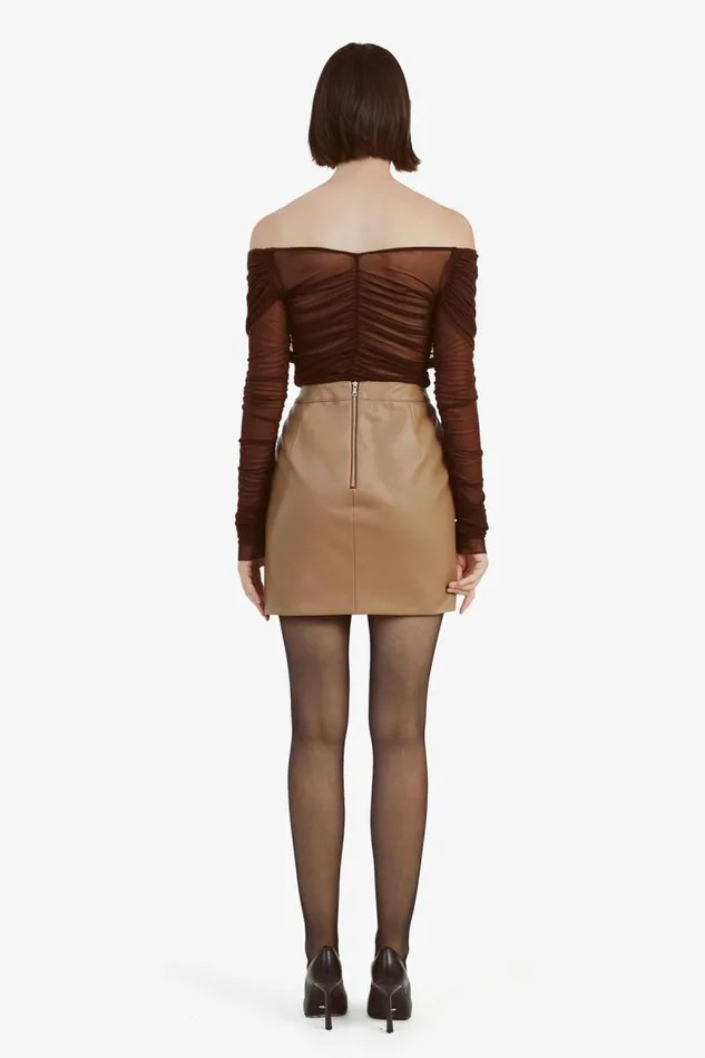 Women Party Tops Bardot Camelia Mesh Top In Chocolate Chocolate Women Party Tops Bardot Camelia Mesh Top In Chocolate Chocolate