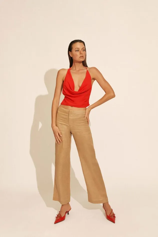 Women Party Tops Bardot Cherie Cowl Neck Top In Deep Red Deep Red