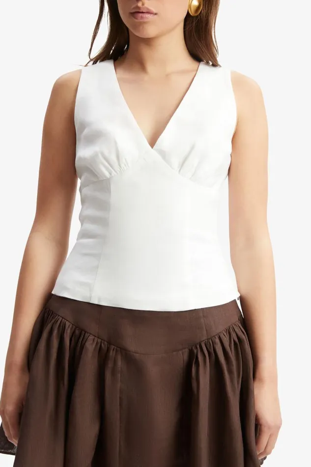 Women Party Tops Bardot Domenico Linen Top In Orchid White Orchid White Women Party Tops Bardot Domenico Linen Top In Orchid White Orchid White