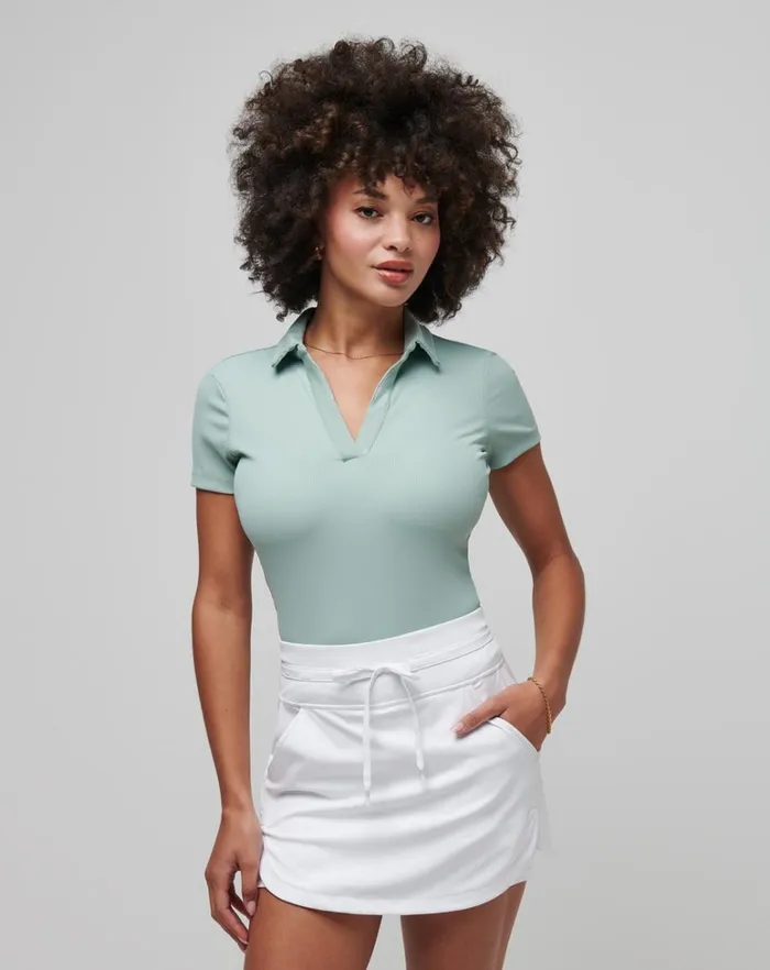 Women Polos TravisMathew MOVEKNIT VNECK POLO Jade