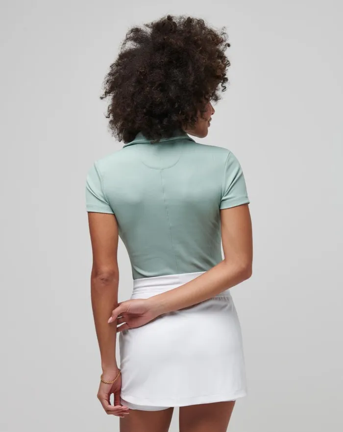 Women Polos TravisMathew MOVEKNIT VNECK POLO Jade Women Polos TravisMathew MOVEKNIT VNECK POLO Jade
