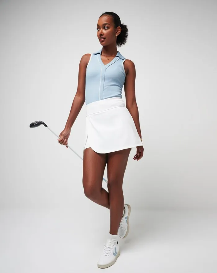 Women Polos TravisMathew SIP AND SEA MOVEKNIT SLEEVELESS POLO Celestial Blue