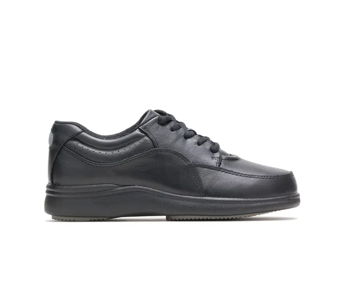 Women Power Walker Black Leather Walking Shoes Hush Puppies