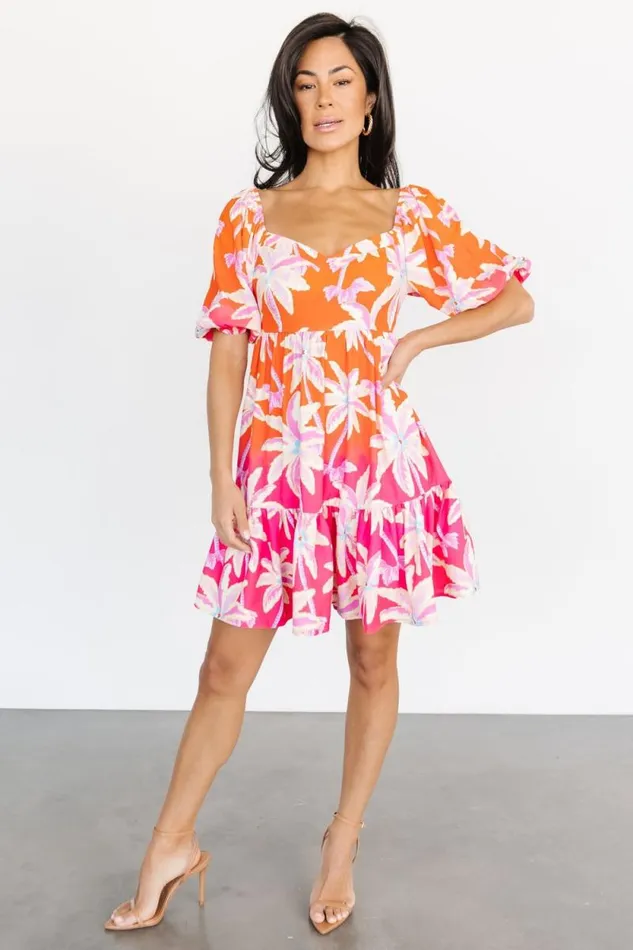Women Primavera Short Dress Orange Pink Multi Baltic Born Short Dresses
