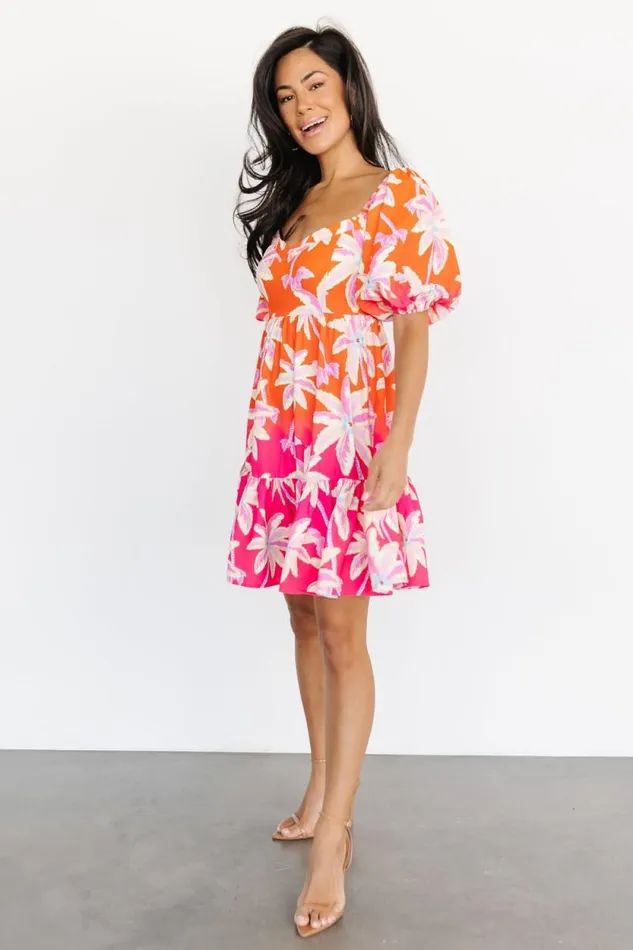 Women Primavera Short Dress Orange Pink Multi Baltic Born Short Dresses