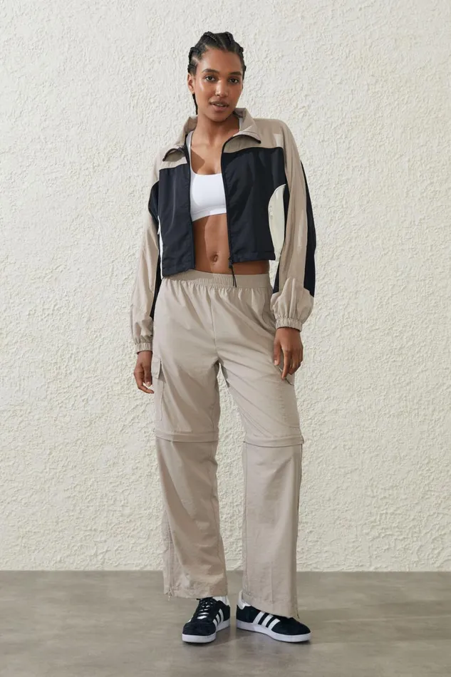 Women Puffers and Jackets Cotton On Cropped Contrast Anorak White Pepperblackcoconut Milk
