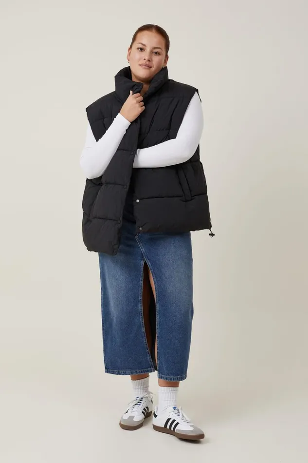Women Puffers and Jackets Cotton On The Recycled Mother Puffer Vest 20 Black