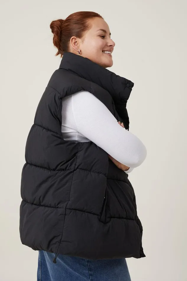 Women Puffers and Jackets Cotton On The Recycled Mother Puffer Vest 20 Black
