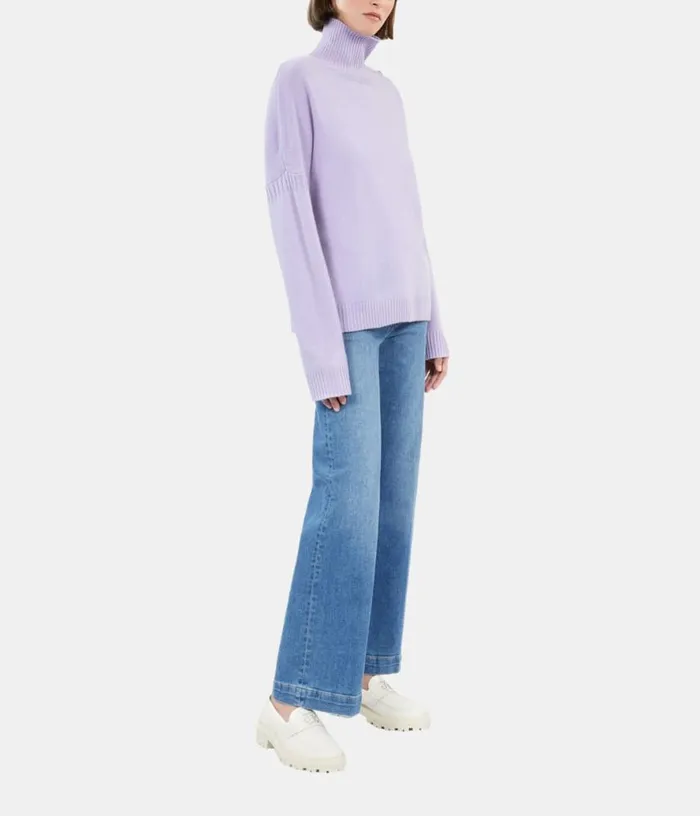 Women Purple Wool And Cashmere Sweater With Buttons THE KOOPLES Sweaters