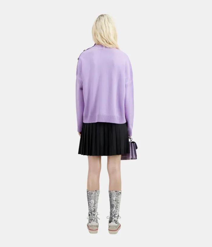 Women Purple Wool And Cashmere Sweater With Buttons THE KOOPLES Sweaters