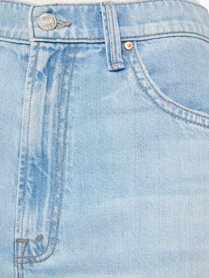Women Relaxed Mother Denim High Waisted Spinner Zip Heel Blue lightpastel