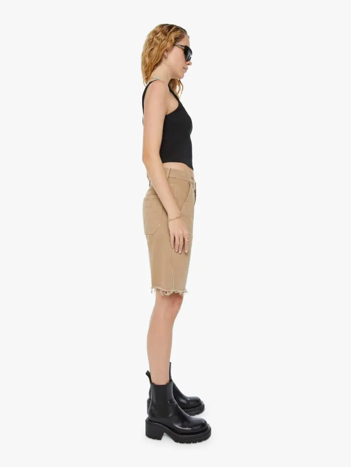 Women Relaxed Mother Denim The Bee039s Knees Short Fray Beige khaki