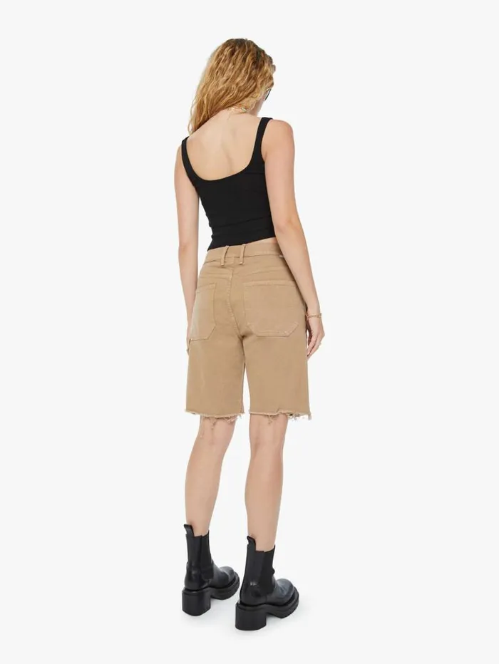 Women Relaxed Mother Denim The Bee039s Knees Short Fray Beige khaki