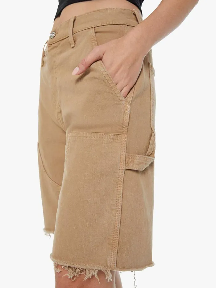 Women Relaxed Mother Denim The Bee039s Knees Short Fray Beige khaki