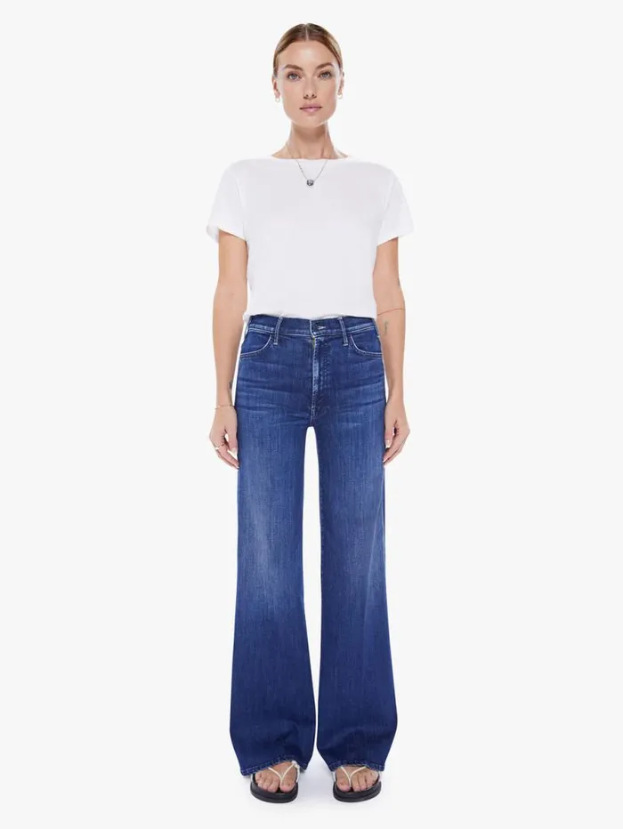 Women Relaxed Mother Denim The Hustler Roller Sneak Dark Blue