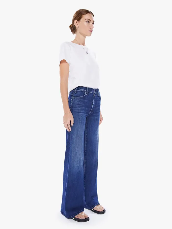 Women Relaxed Mother Denim The Hustler Roller Sneak Dark Blue
