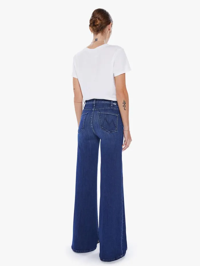 Women Relaxed Mother Denim The Hustler Roller Sneak Dark Blue