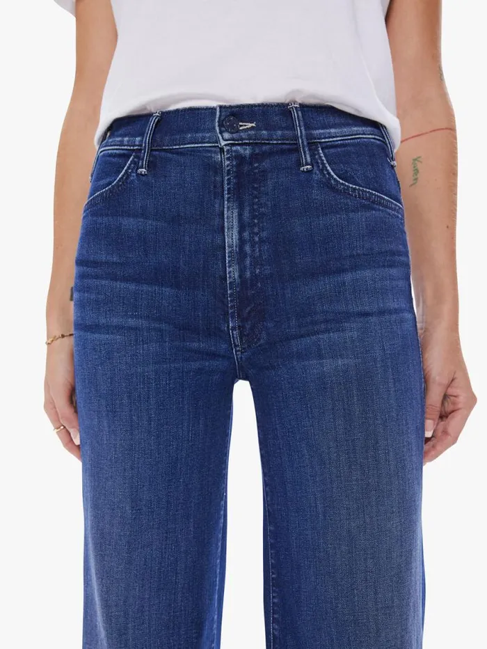 Women Relaxed Mother Denim The Hustler Roller Sneak Dark Blue
