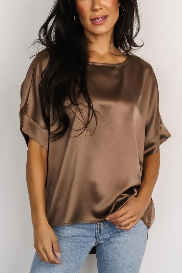 Women Rory Satin Top Brown Baltic Born Blouses and Shirts