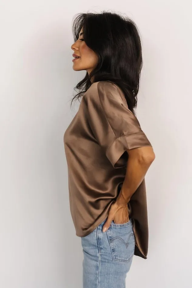 Women Rory Satin Top Brown Baltic Born Blouses and Shirts