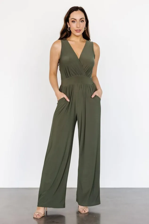 Women Rudie Sleeveless Jumpsuit Olive Baltic Born Jumpsuits and Rompers