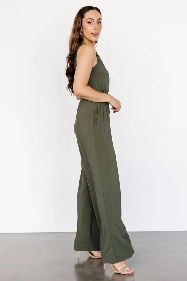 Women Rudie Sleeveless Jumpsuit Olive Baltic Born Jumpsuits and Rompers